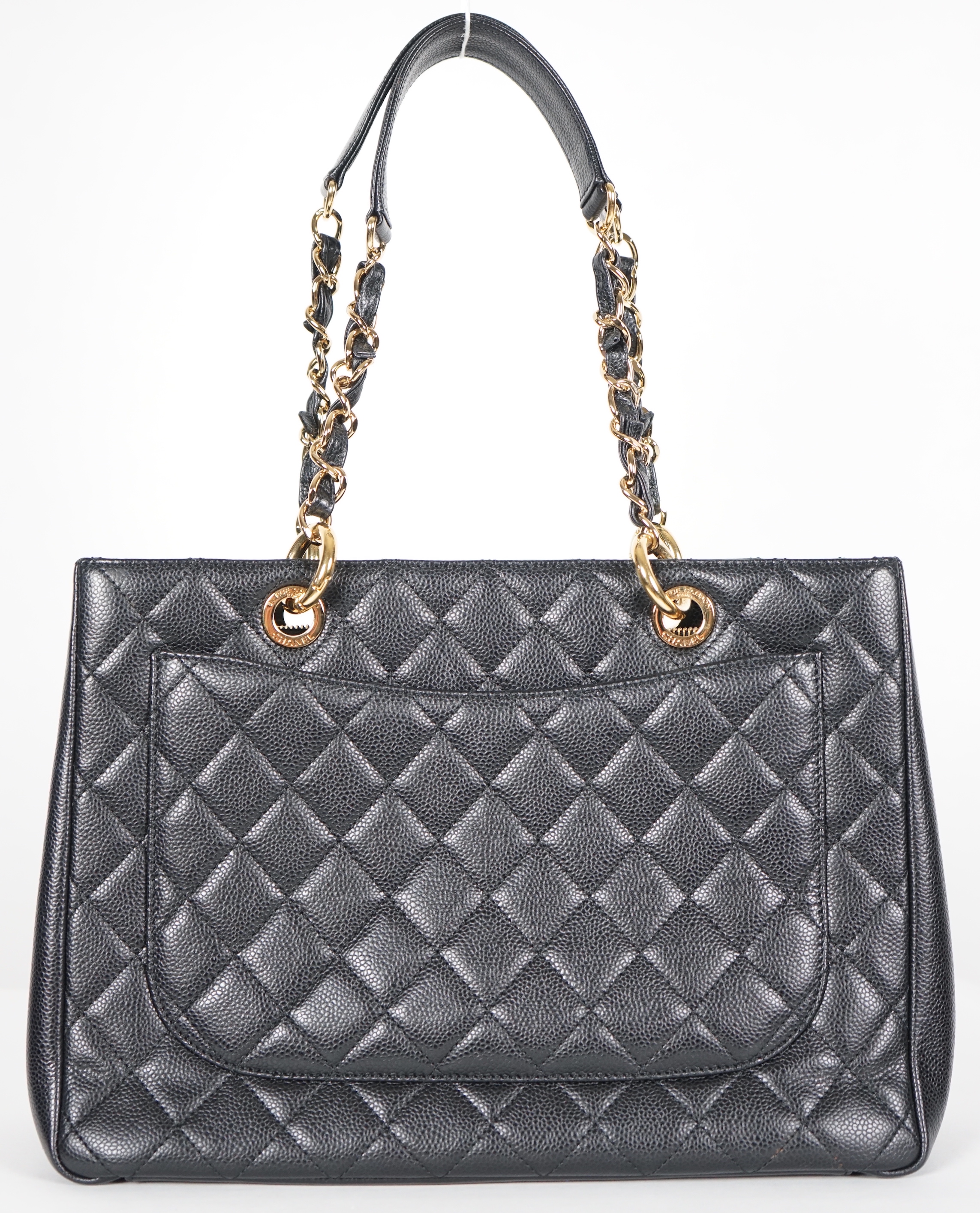 A Chanel vintage black quilted Caviar Timeless Grand Shopping Tote, width 34.5cm, height 25cm, height overall 47cm, depth 13cm, Please note this lot attracts an additional import tax of 20% on the hammer price